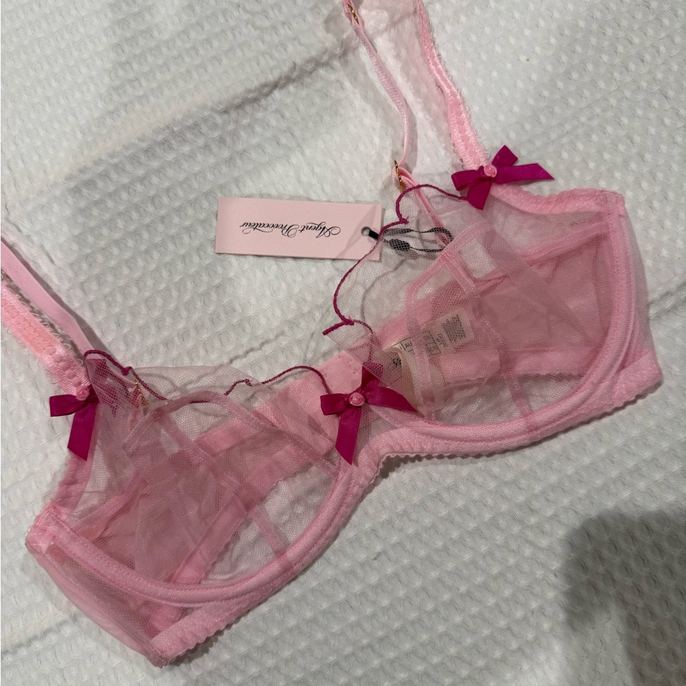 Agent Provocateur Pink Sheer Bra with Bows